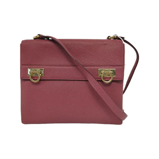 FERRAGAMO Blush Pink Calfskin Crossbody Single Shoulder Bag Golden hardware-(SKU)-944292181