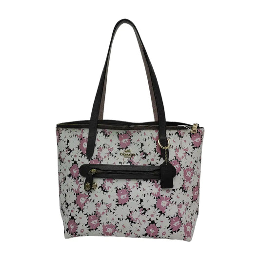 COACH Tote bag Large size White Coated Canvas Printed Carriage Single Shoulder Bag Handbag Golden hardware-(SKU)-942425943