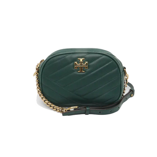 TORY BURCH Kira Small size Dark Green Sheepskin Quilted Crossbody Single Shoulder Bag Golden hardware-(SKU)-936318377