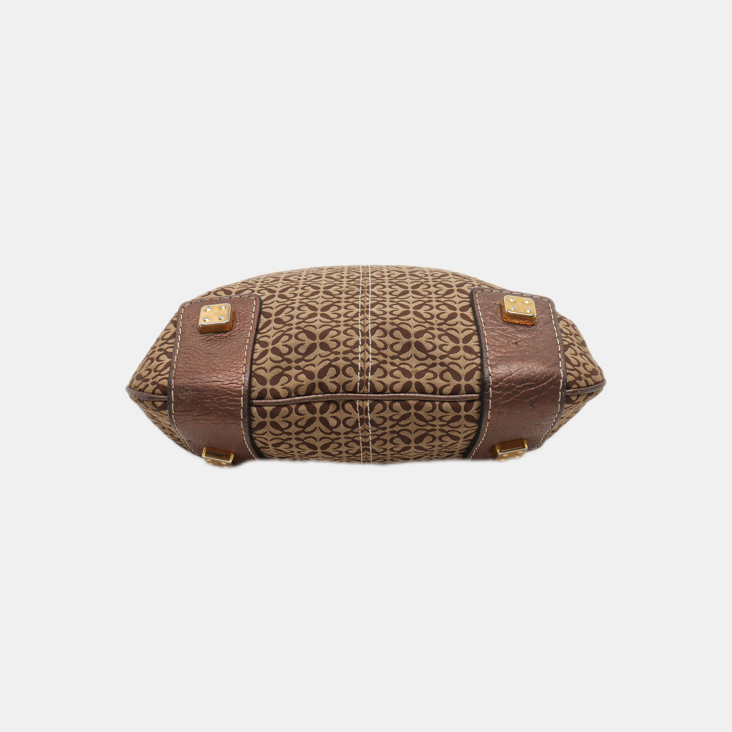 LOEWE Khaki Canvas Monogram Jacquard Single Shoulder Bag Golden hardware-(SKU)-14484696