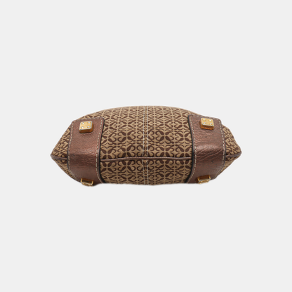 LOEWE Khaki Canvas Monogram Jacquard Single Shoulder Bag Golden hardware-(SKU)-14484696