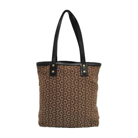 CELINE Brown Canvas Triumph Single Shoulder Bag Tote Bag Golden hardware-(SKU)-945086519