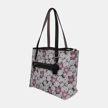 COACH Tote bag Large size White Coated Canvas Printed Carriage Single Shoulder Bag Handbag Golden hardware-(SKU)-942425943