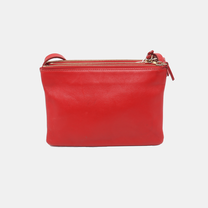 CELINE TRIO Small size Red Cowhide Crossbody Single Shoulder Bag Golden hardware Sub-bag-(SKU)-929979475