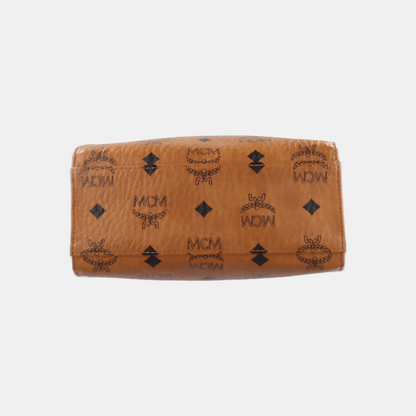 MCM KLASSIK mini Cognac Coated Canvas Monogram Single Shoulder Bag Golden hardware Removable shoulder strap-(SKU)-14432552