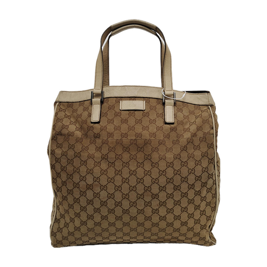GUCCI Tote bag Brown Canvas Crocodile Patterned Tote Shoulder Crossbody Bag Silver Hardware-(SKU)-941415646