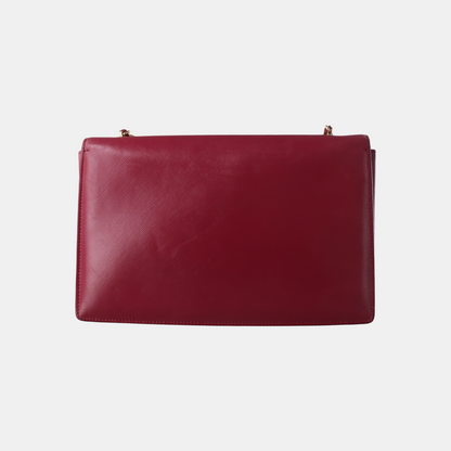 FERRAGAMO Ginny Fuchsia Leather Embossed Single Shoulder Bag Crossbody Golden hardware-(SKU)-14462522