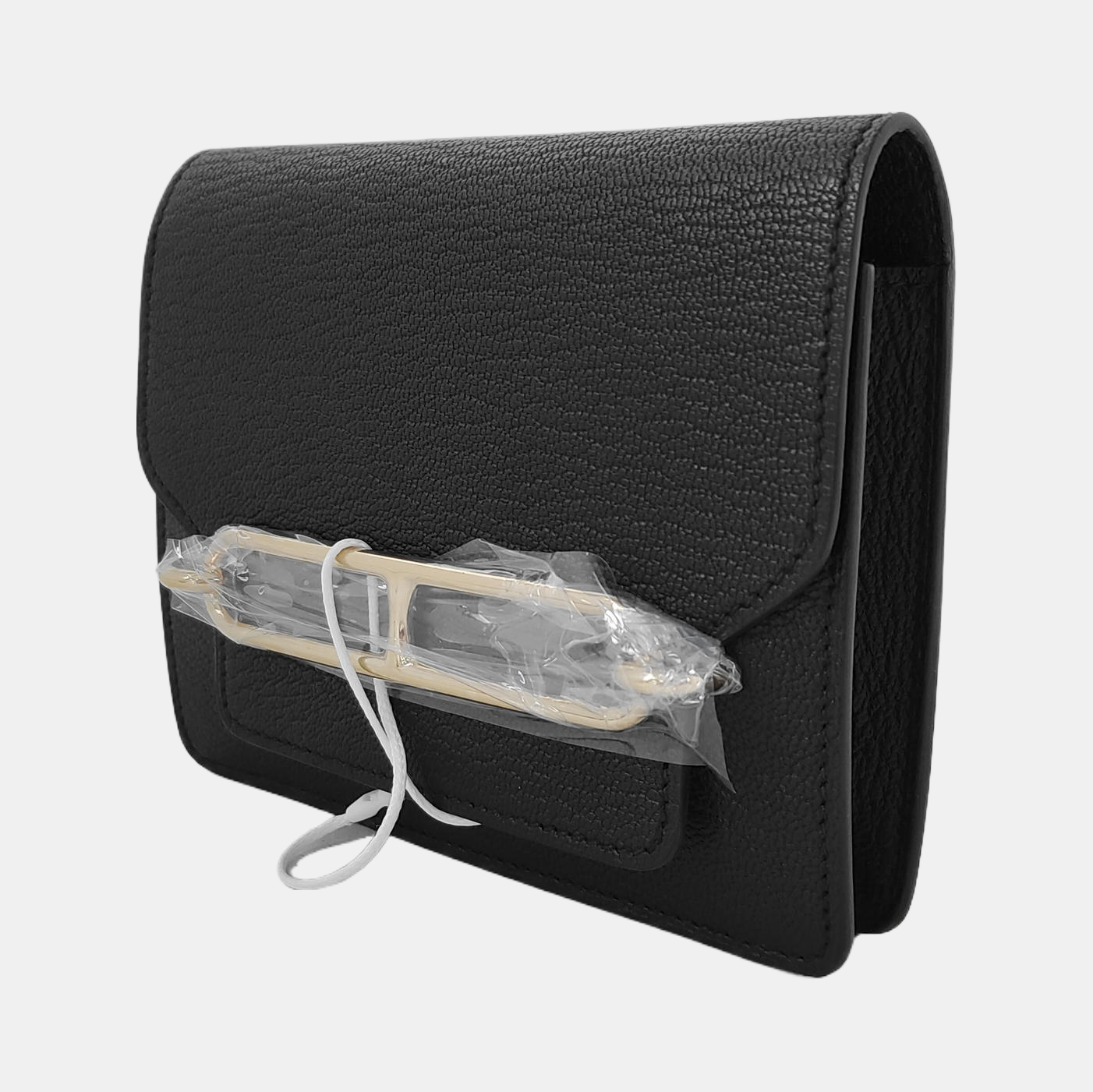 HERMÈS Roulis Slim Black Chèvre Mysore Goat Leather Wallet with Gold Hardware, Z, Pouch-(SKU)-945295058