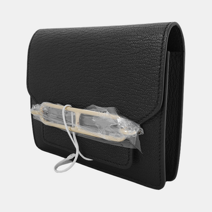 HERMÈS Roulis Slim Black Chèvre Mysore Goat Leather Wallet with Gold Hardware, Z, Pouch-(SKU)-945295058