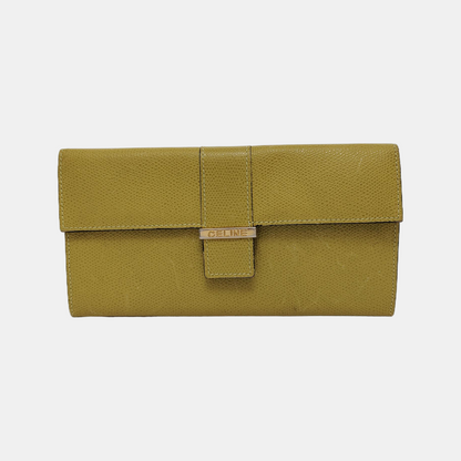 CELINE Yellow Cow Leather Embossed Wallet Golden hardware-(SKU)-944838717