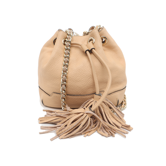 REBECCA MINKOFF Lulu Khaki Leather Fringe Single Shoulder Bag Crossbody Handbag Golden hardware-(SKU)-935256738