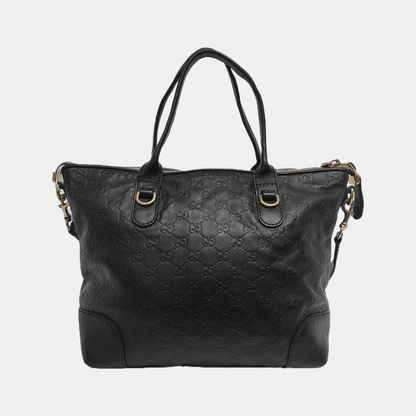 GUCCI Heart Bit Black Cowhide Monogrammed Tote Handbag Single Shoulder Bag Golden hardware Removable shoulder strap-(SKU)-944990688