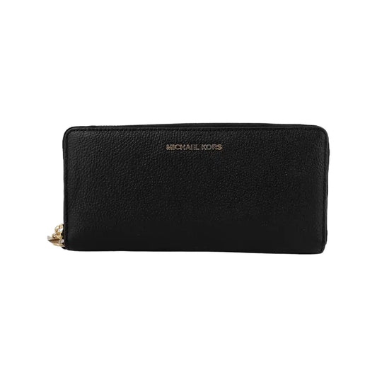 MICHAEL KORS Black Leather Wallet Golden hardware-(SKU)-942270636