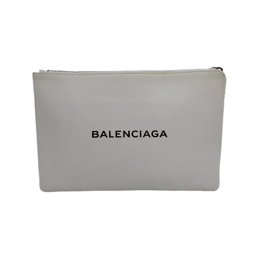 BALENCIAGA Cash White cowhide floral handbag Silver Hardware-(SKU)-940170346