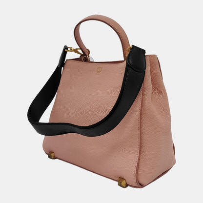 MCM Tote bag Pink Leather Studs Single Shoulder Bag Tote Bag Golden hardware Removable shoulder strap-(SKU)-944137906