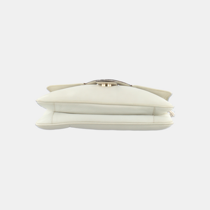 CELINE White Leather Single Shoulder Bag Golden hardware Removable shoulder strap-(SKU)-932491482