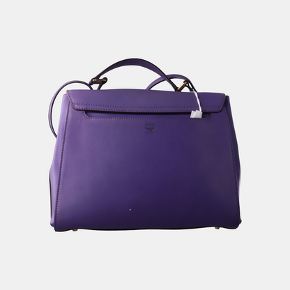 MCM Purple Leather Single Shoulder Bag Handbag Crossbody Bag Golden hardware Removable shoulder strap-(SKU)-14183353