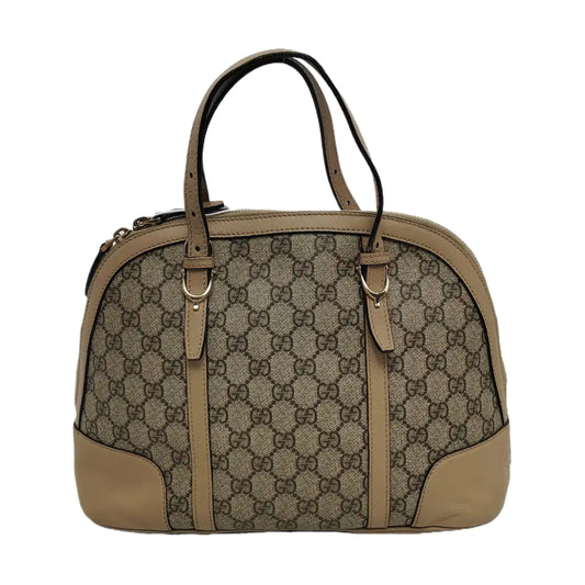 GUCCI Small size Khaki Coated Canvas Monogrammed Single Shoulder Bag Tote Golden hardware Removable shoulder strap-(SKU)-942536212