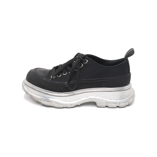 Alexander McQUEEN 37.5code Spring and Autumn Black Fabric Women's Casual Sports Shoes-(SKU)-14169326