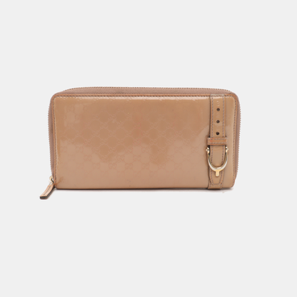 GUCCI Microguccissima Nude Pink Patent Leather Monogrammed Quilted Wallet Golden hardware-(SKU)-937604188