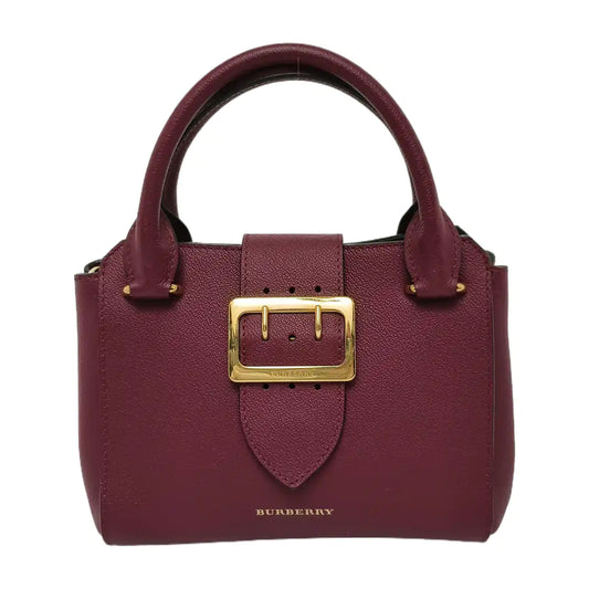 BURBERRY Buckle Burgundy Leather Single Shoulder Bag Golden hardware Removable shoulder strap-(SKU)-940108439