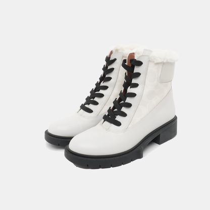COACH 36code Women's Short Boots White Leather Winter-(SKU)-939377606
