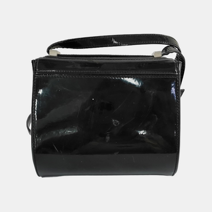 GIVENCHY Pandora Black Leather Crossbody Bag Single Shoulder Bag Silver Hardware Removable shoulder strap-(SKU)-946136707