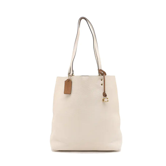 COACH Tote bag White Cowhide Single Shoulder Bag Tote Golden hardware-(SKU)-929655496