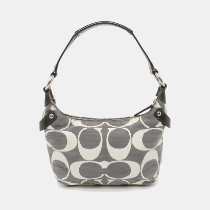 COACH Grey Canvas Monogram Single Shoulder Bag Silver Hardware-(SKU)-935729806