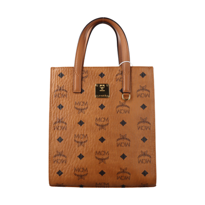 MCM KLASSIK mini Cognac Coated Canvas Monogram Single Shoulder Bag Golden hardware Removable shoulder strap-(SKU)-14432552