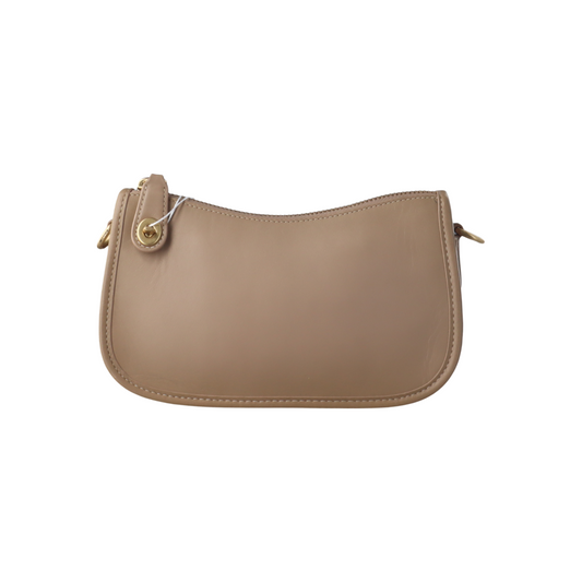 COACH SWINGER Khaki Leather Handbag Golden hardware Removable shoulder strap-(SKU)-14161118