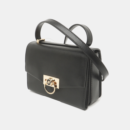 MICHAEL KORS Hendrix Extra Small Black Leather Shoulder Bag Handbag Crossbody Golden hardware Removable shoulder strap-(SKU)-936830255