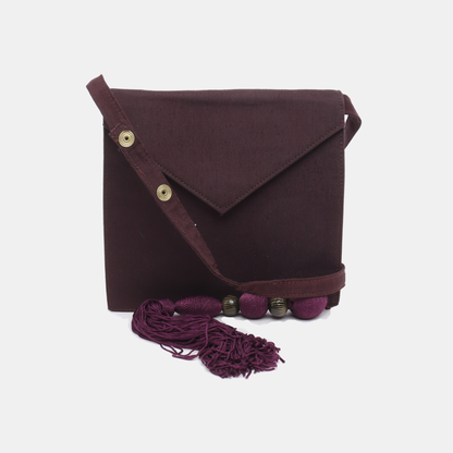 VERSACE Purple Fabric Fringe Shoulder Bag Crossbody Bag Golden hardware Removable shoulder strap-(SKU)-12865841
