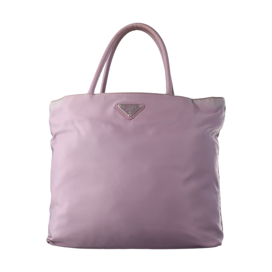 PRADA Tote bag Lavender Nylon Logo Tote Bag Single Shoulder Bag Silver Hardware-(SKU)-13802237
