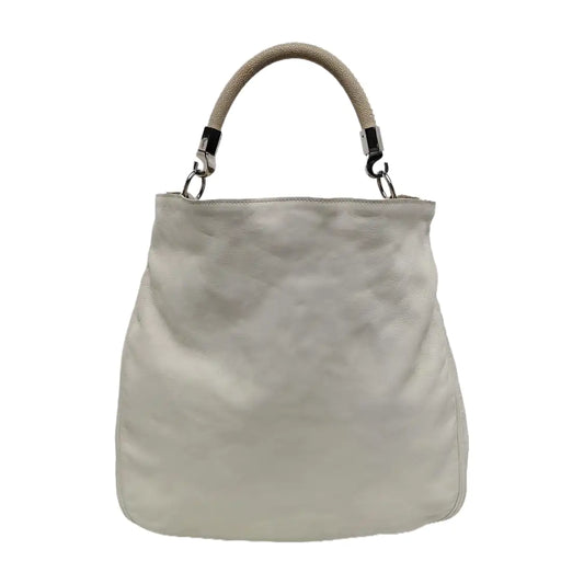 YSL ROADY White Leather Handbag Silver Hardware Sub-bag-(SKU)-942584962