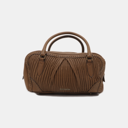 BURBERRY Gladstone Dark Brown Cowhide Studs Tote Bag Golden hardware-(SKU)-931456343