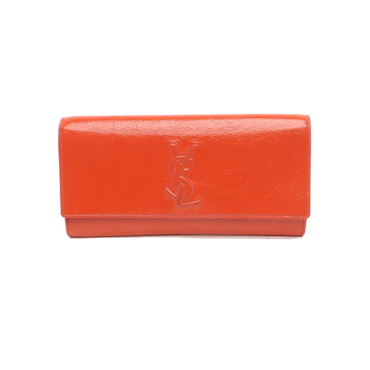 YSL BELLE JOUR Orange Patent Leather Embossed Clutch Golden hardware-(SKU)-931375952