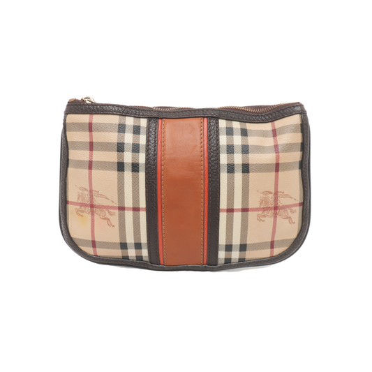 BURBERRY Khaki Coated Canvas Warhorse Plaid Handbag Golden hardware-(SKU)-934780068