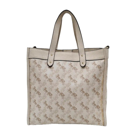 COACH FIELD White Coated Canvas Carriage Single Shoulder Bag Crossbody Handbag Golden hardware Removable shoulder strap-(SKU)-940671744