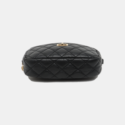 CHANEL 2.55 Mini Black Calfskin Quilted Shoulder Bag with Gold Hardware, 27 Clutch-(SKU)-935562436