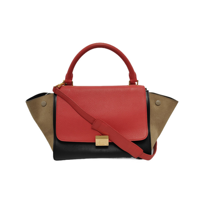 CELINE TRAPEZE Small size Multicolor Calf Leather Hammock Bag Crossbody Handbag Single Shoulder Bag Golden hardware Removable shoulder strap-(SKU)-945399708