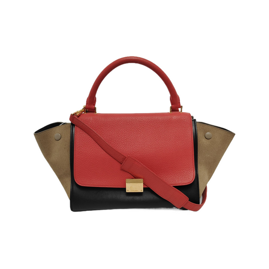 CELINE TRAPEZE Small size Multicolor Calf Leather Hammock Bag Crossbody Handbag Single Shoulder Bag Golden hardware Removable shoulder strap-(SKU)-945399708