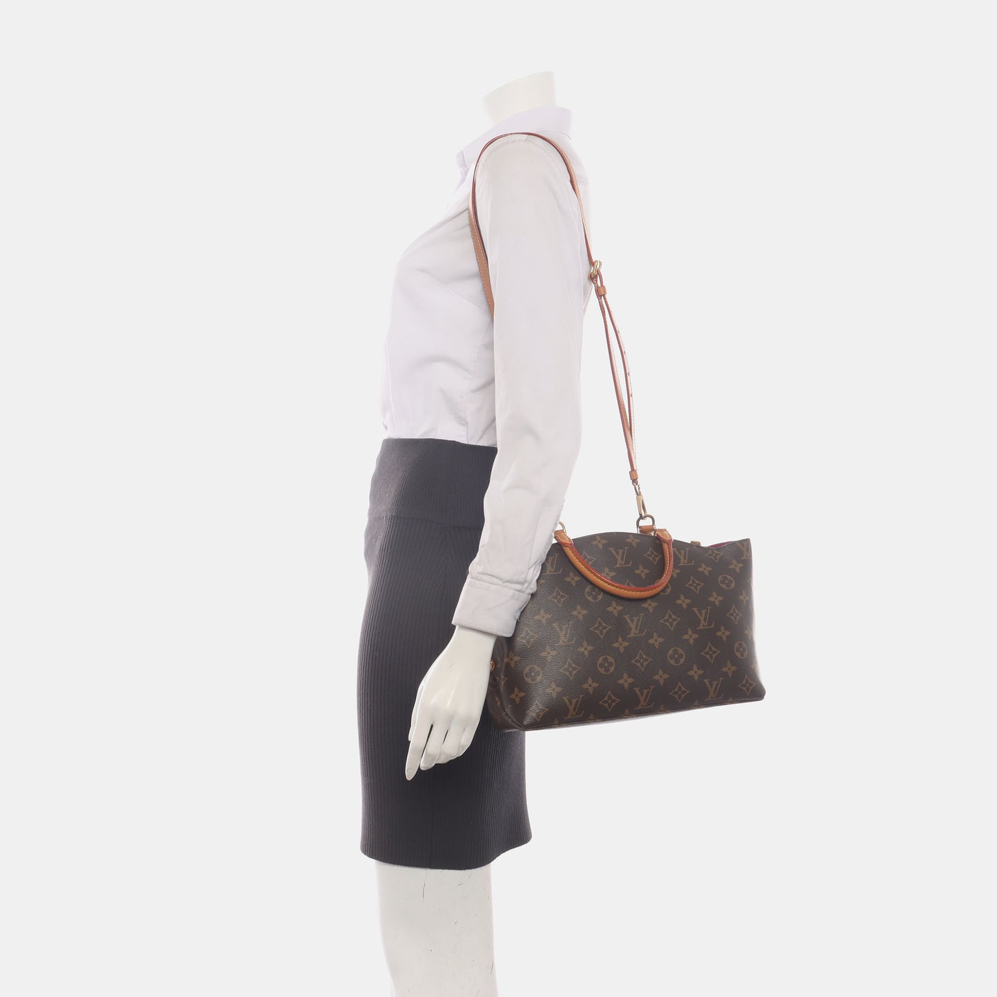 LOUIS VUITTON PALAIS Small Brown Coated Canvas Monogram Shoulder Bag with Removable Strap-(SKU)-935884573