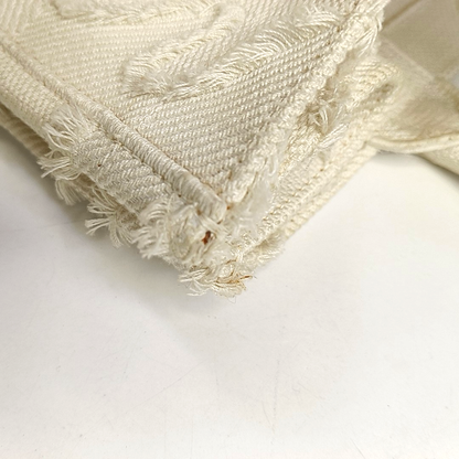 DIOR Book Tote Medium White Canvas Embroidered Tote Bag-(SKU)-945787437