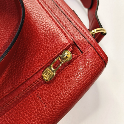 CELINE Red Leather Crossbody Bag Golden hardware-(SKU)-959494313