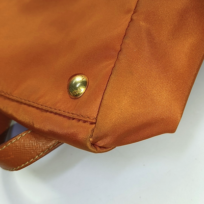 PRADA Tote bag Orange Nylon Logo Crossbody Bag Handbag Single Shoulder Bag Golden hardware Removable shoulder strap-(SKU)-955823365