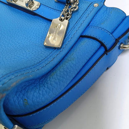 COACH SWAGGER Blue Cowhide Single Shoulder Bag Sling Bag Tote Silver Hardware Removable shoulder strap-(SKU)-940539626