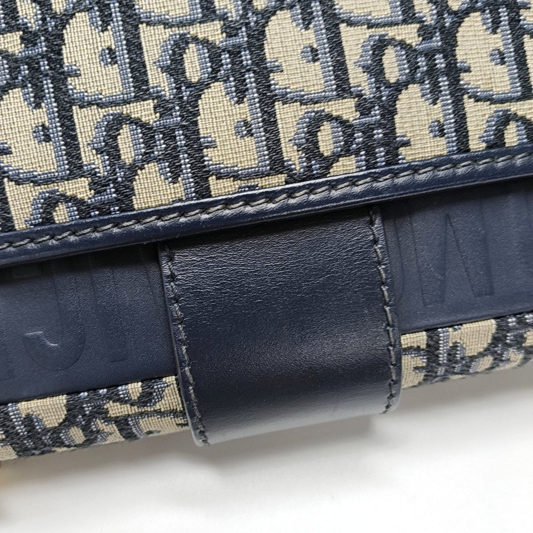 DIOR 30 Montaigne Blue Canvas Monogram Embossed Montaigne Bag Shoulder Bag with Detachable Strap-(SKU)-970899095