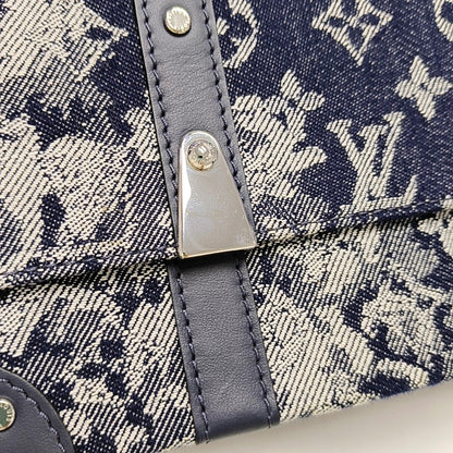 LOUIS VUITTON TRUNK Small Light Blue Canvas Monogram Messenger Bag Single Shoulder Bag Tote Bag Crossbody Bag Silver Hardware-(SKU)-971002419