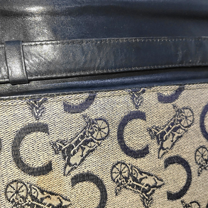 CELINE Gray Canvas Floral Single Shoulder Bag with Handbag Golden hardware Removable shoulder strap-(SKU)-937140931